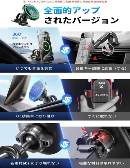 for 15W Magsafe Car Mount Charger,Super Fast Iphone Magnetic Wireless Car Charger for Iphone 16 Pro Max Accessories，Magsafe Charger Fits Iphone 16 15 14 13 12,Samsung with Magsafe Case