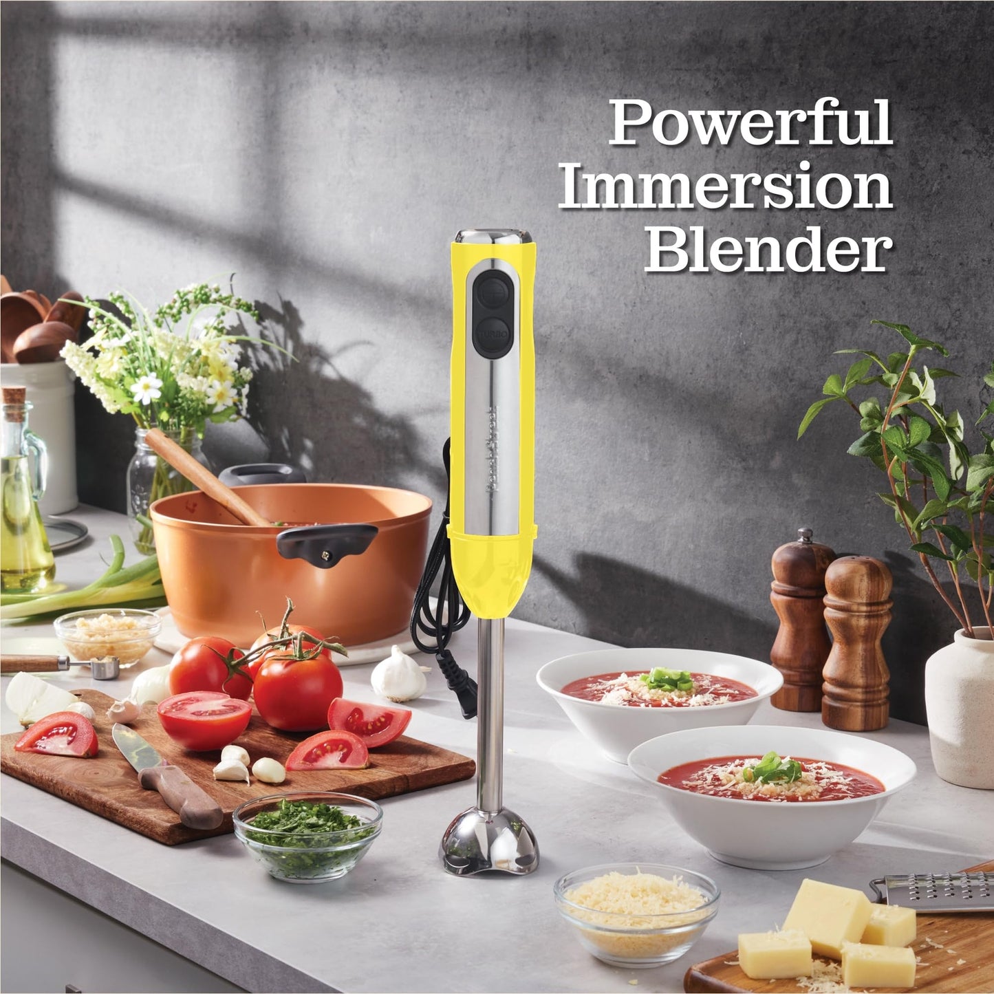 500 Watt Immersion Blender with Turbo Mode Detachable Base for Smoothies Soups