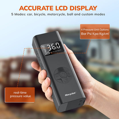 Tire Inflator Portable Air Compressor, 3-150PSI 12V DC Electric Air Pump for Car Tires with Tire Pressure Gauge, Bike Tire Pump with LED Light for Car SUV ATV Motorcycle Bike