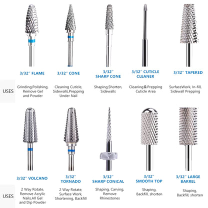 1Pc Nail Drill Bit Rotate Burr Milling Nail Cutter Bits Electric Drill Machine for Manicure Pedicure Tools