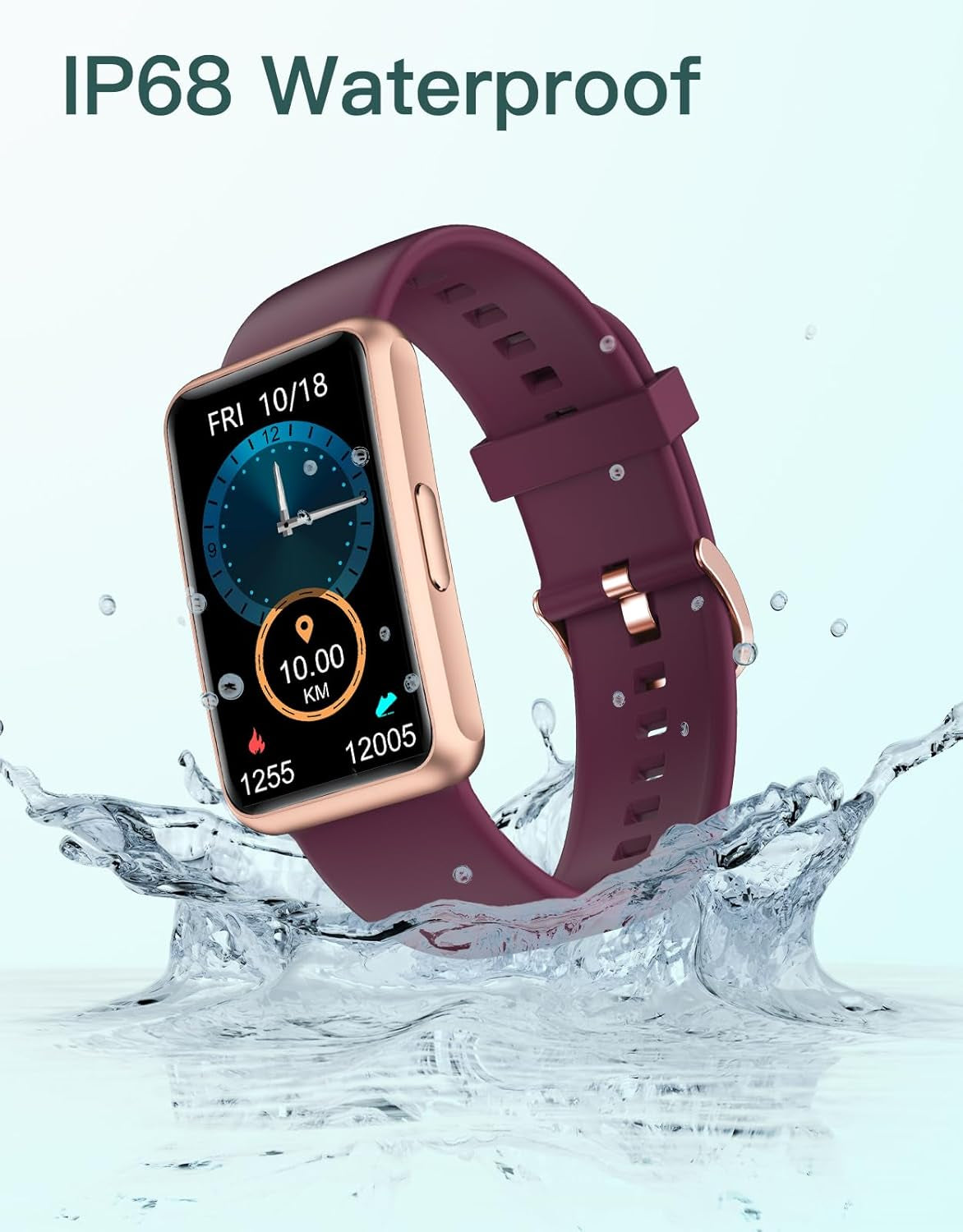 IP68 Waterproof Fitness Tracker for Men and Women - Full Touch Screen with Step Counter, Calorie Monitor, Sleep Tracker, and Alarm Clocks (Purple)