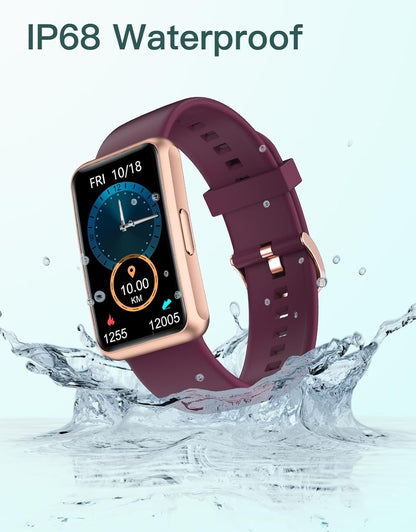 IP68 Waterproof Fitness Tracker for Men and Women - Full Touch Screen with Step Counter, Calorie Monitor, Sleep Tracker, and Alarm Clocks (Purple)