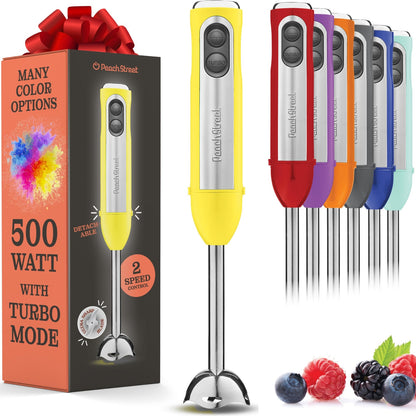 500 Watt Immersion Blender with Turbo Mode Detachable Base for Smoothies Soups