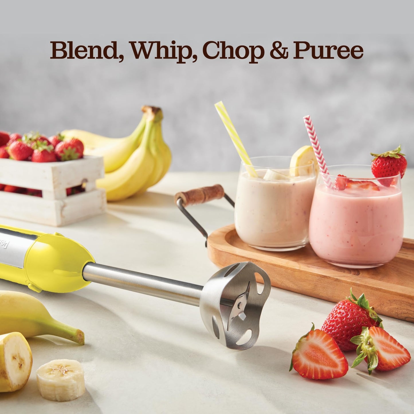 500 Watt Immersion Blender with Turbo Mode Detachable Base for Smoothies Soups