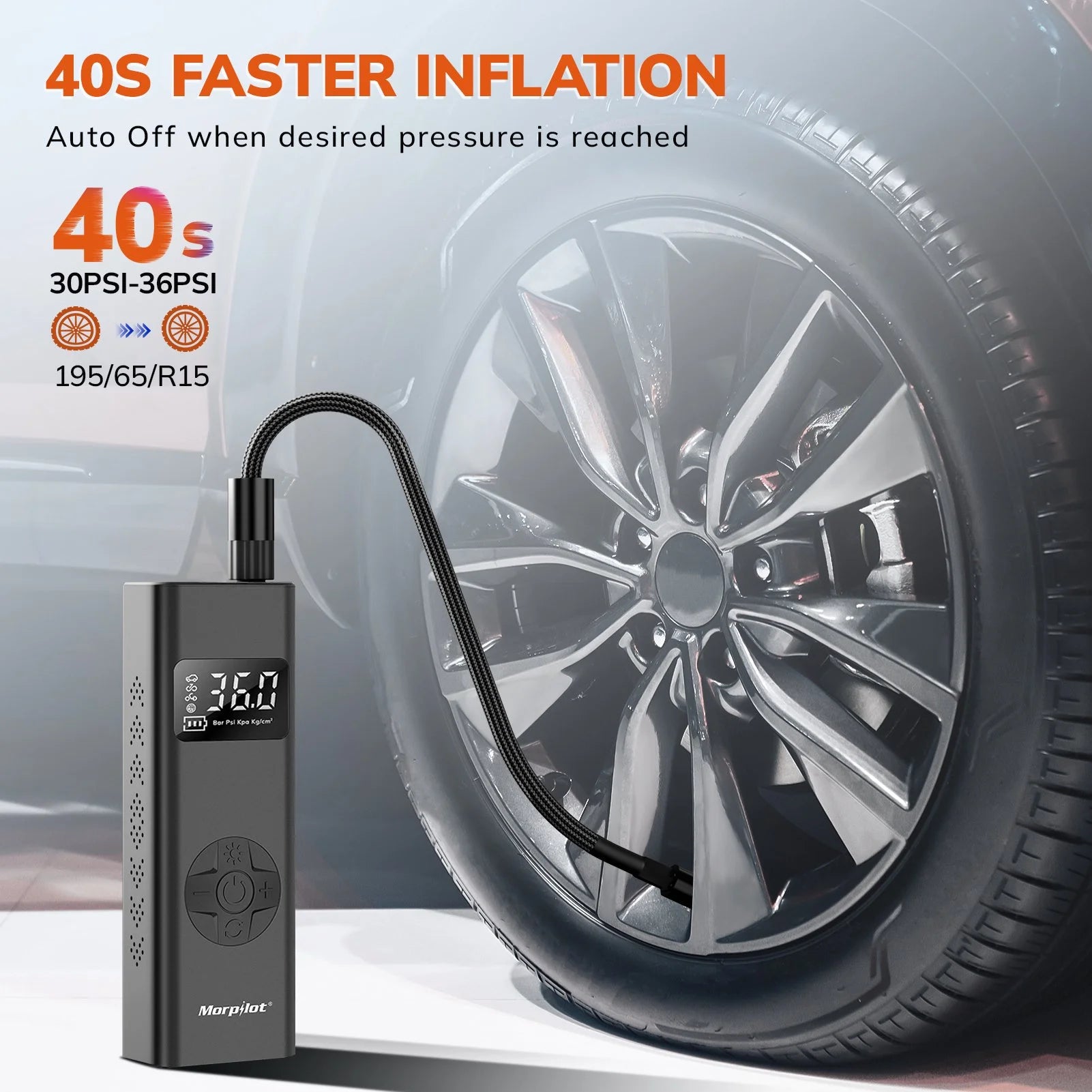 Tire Inflator Portable Air Compressor, 3-150PSI 12V DC Electric Air Pump for Car Tires with Tire Pressure Gauge, Bike Tire Pump with LED Light for Car SUV ATV Motorcycle Bike