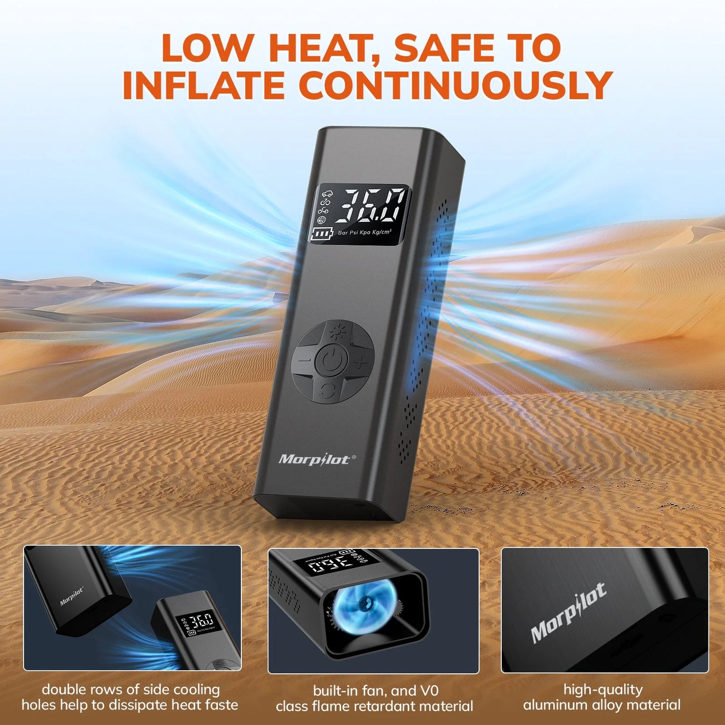 Tire Inflator Portable Air Compressor, 3-150PSI 12V DC Electric Air Pump for Car Tires with Tire Pressure Gauge, Bike Tire Pump with LED Light for Car SUV ATV Motorcycle Bike